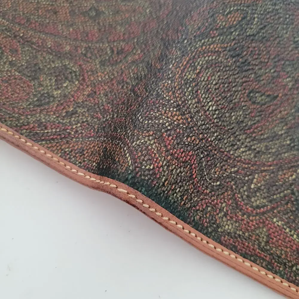 Angiolo‎ Del Gabbo Vintage Brown Paisley Medium Leather Wallet Italian Kisslock